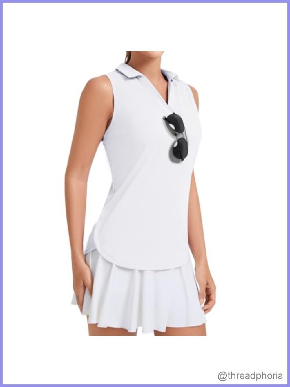 Women's Sleeveless V-Neck Golf Polo Shirt UPF 50+ Quick Dry Athletic Tank